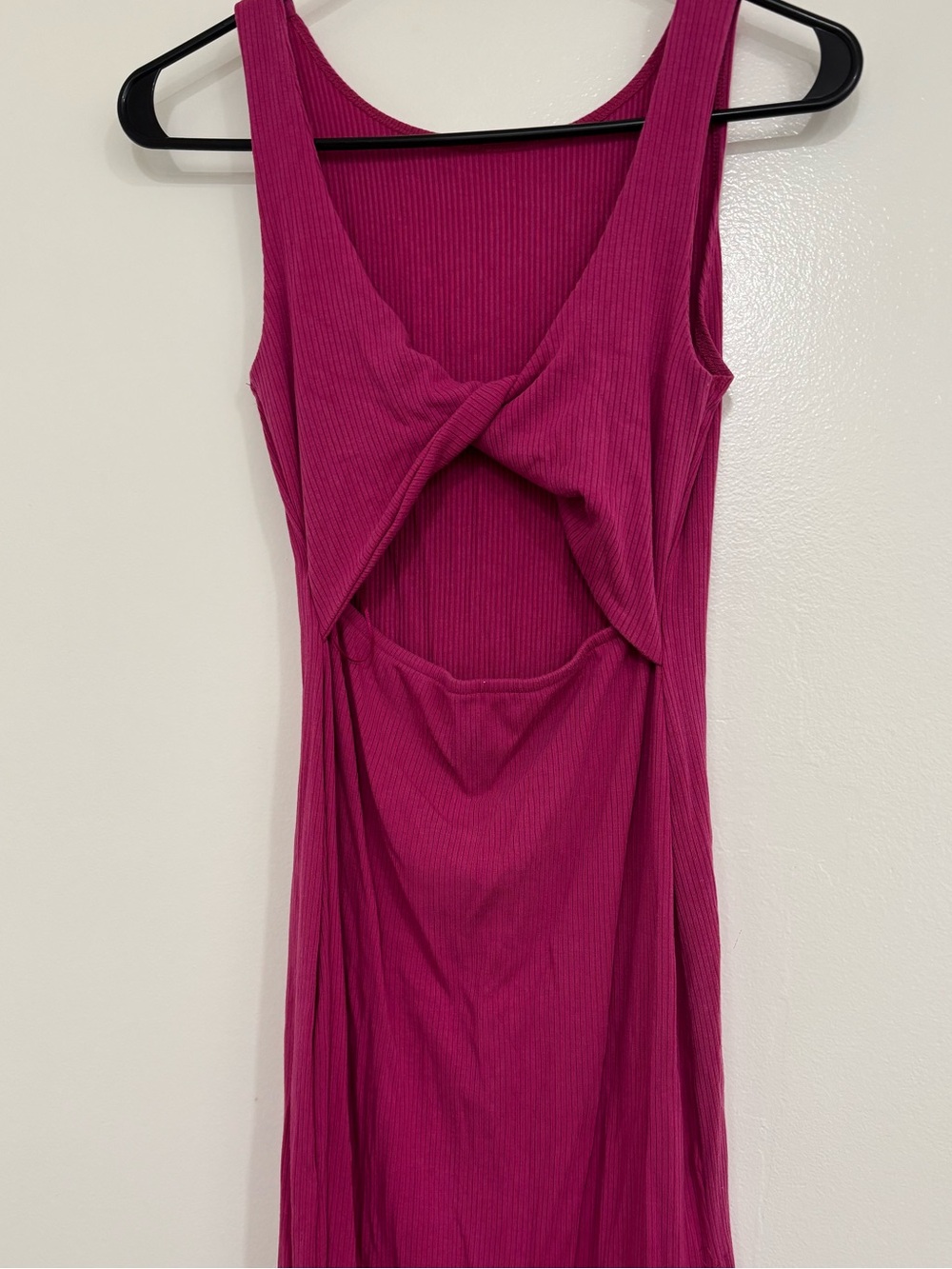 Sleeveless Ribbed Twist-Front Pink Maxi Dress